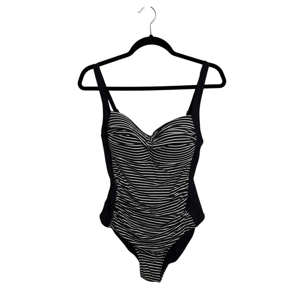 Bond-Eye Australia One Piece Swimsuit Womens 8 C-DD Black White Stripe Joanne
